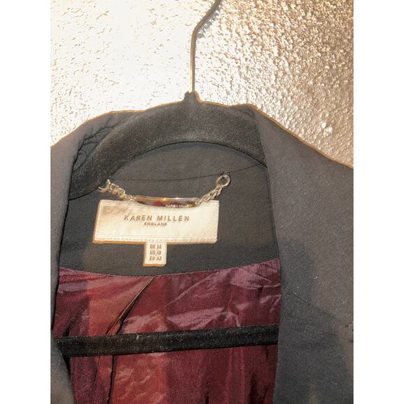 Karen Millen Preppy Academia Black Stretch Double Button Notched Lapel Blazer - Picture 5 of 9